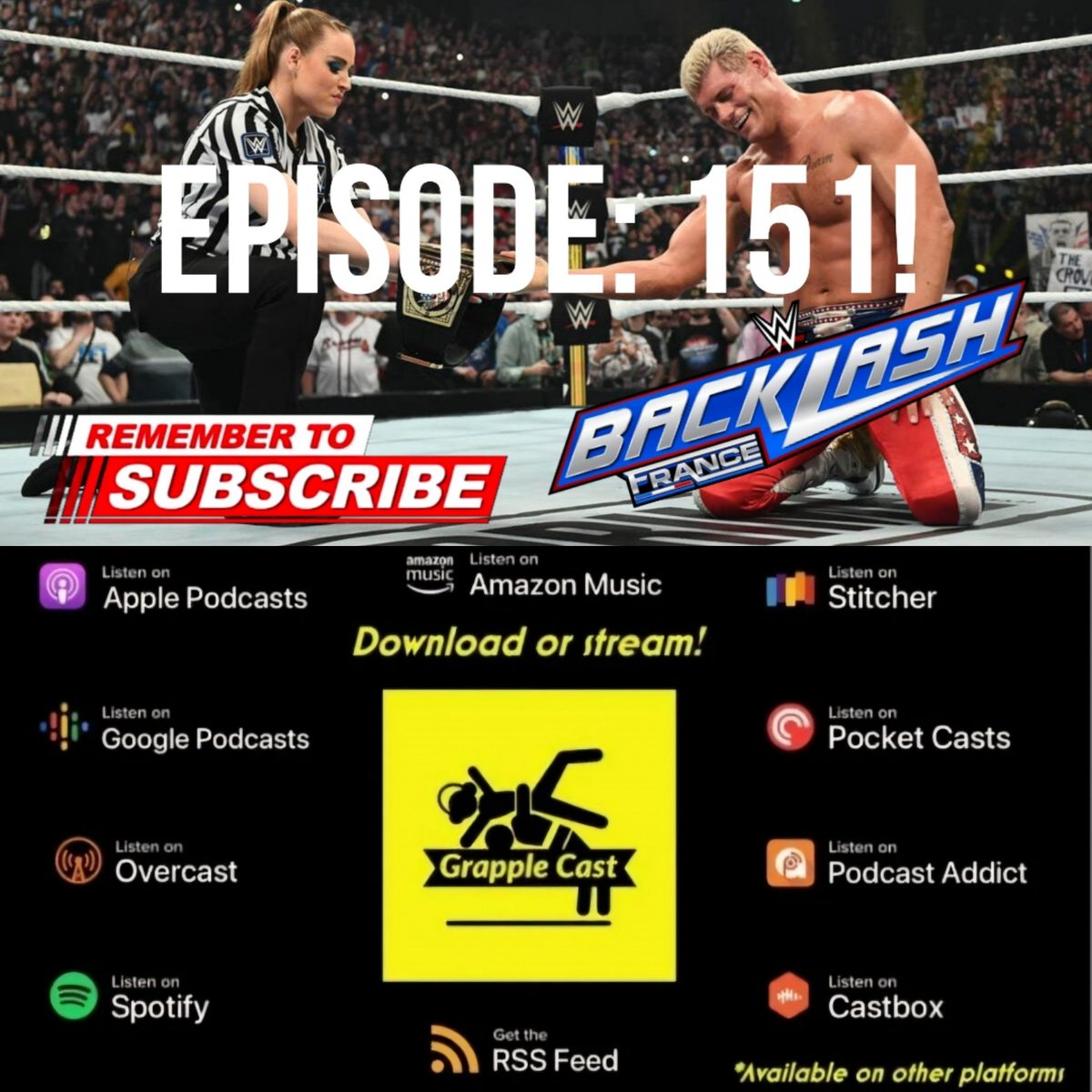 EPISODE 151!
#wwe #backlashfrance and #wweraw review!

SUBSCRIBE, DOWNLOAD AND STREAM;
open.spotify.com/episode/2m6ofN…

#smackdown #aew #aewdynamite #aewcollision #wrestlingcommunity #wrestling #wrestlingpodcast #podcast #backlash #codyrhodes #bloodline #champion #championship