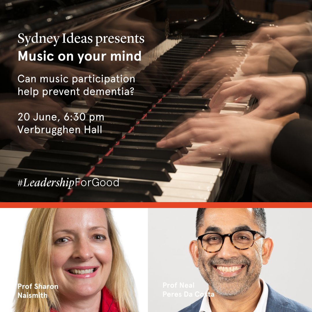 Sydney Ideas (@sydney_ideas) on Twitter photo We know #music training improves brain plasticity & performance. Can it help to prevent #dementia? Join our next #SydneyIdeas public talk exploring promising research from <a href="/brainmind_usyd/">Brain & Mind Centre</a> <a href="/sydneycon/">SydneyConMusic</a> <a href="/sydney_uni/">University of Sydney</a>
🎵Register for 20 June: bit.ly/3QzOfjY We know #music training improves brain plasticity & performance. Can it help to prevent #dementia? Join our next #SydneyIdeas public talk exploring promising research from <a href="/brainmind_usyd/">Brain & Mind Centre</a> <a href="/sydneycon/">SydneyConMusic</a> <a href="/sydney_uni/">University of Sydney</a>
🎵Register for 20 June: bit.ly/3QzOfjY