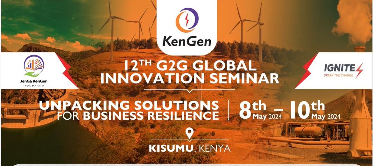 Today, we are glad to kick start our 12th G2G Global Innovation Seminar in Kisumu County under the theme “Unpacking Solutions for Business Resilience”. #KenGenG2G2024 #GreenEnergyKE ^TK