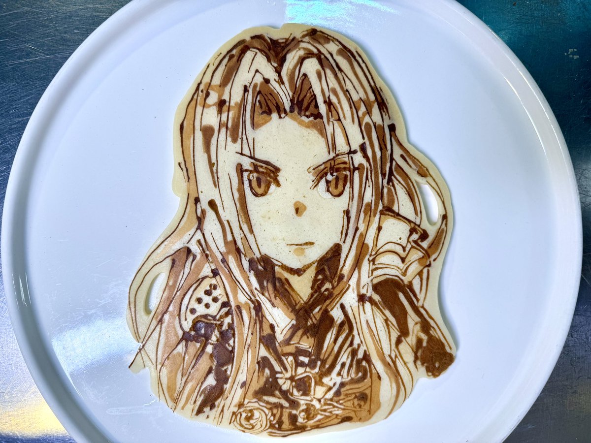 LaRicetta99's tweet image. 本日のパンケーキアート動画〜 FF7 な感じのパンケーキ #ff7 #pancakeart