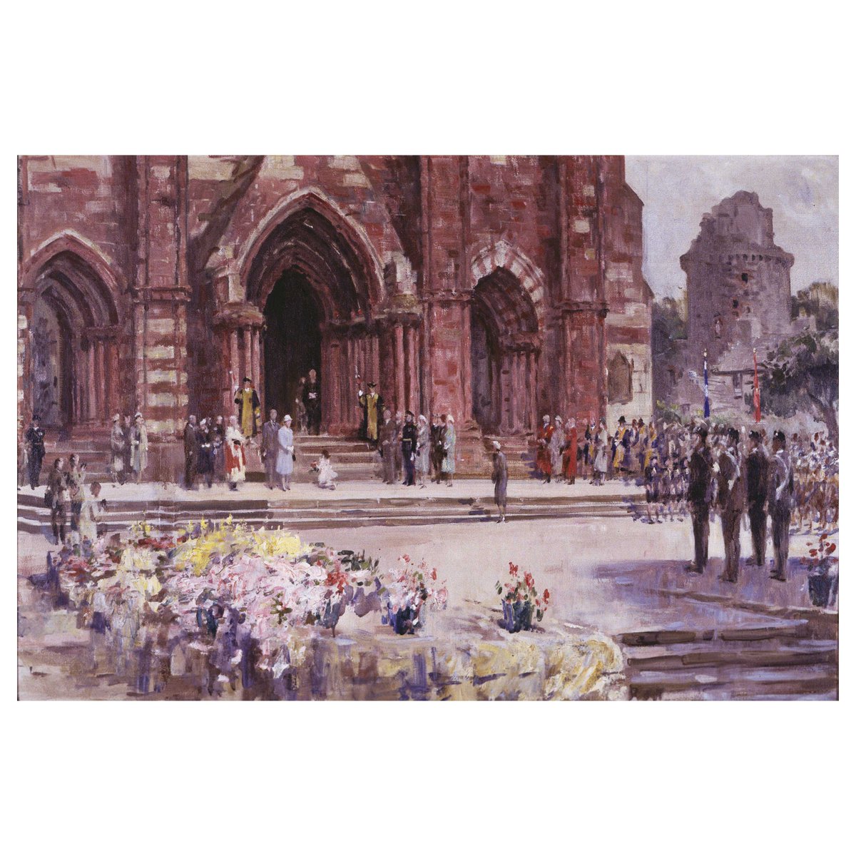 For the letter Q in our #WednesdayWorkoftheWeek here's Stanley Cursiter's Study for the Queen's visit, St Magnus Cathedral 1960 #PierArtsCentre