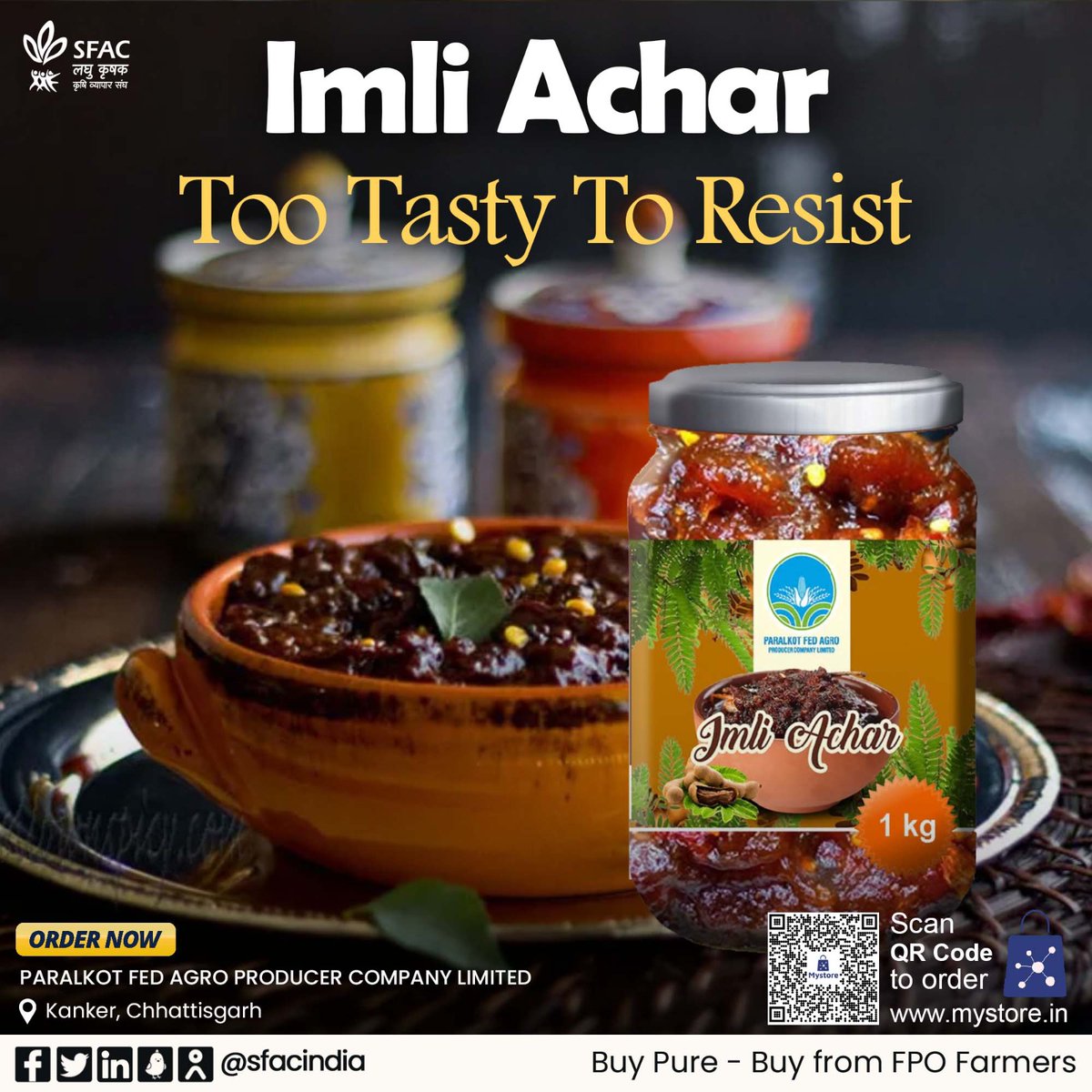 Made from premium-quality tamarind pulp, this traditional Indian pickle is a perfect blend of sweet, tangy, & spicy flavours. Buy straight from FPO farmers at👇 mystore.in/en/product/iml… 😋 #VocalForLocal #healthyeating #healthyhabits #healthychoices #tastyrecipes #tastybreakfast