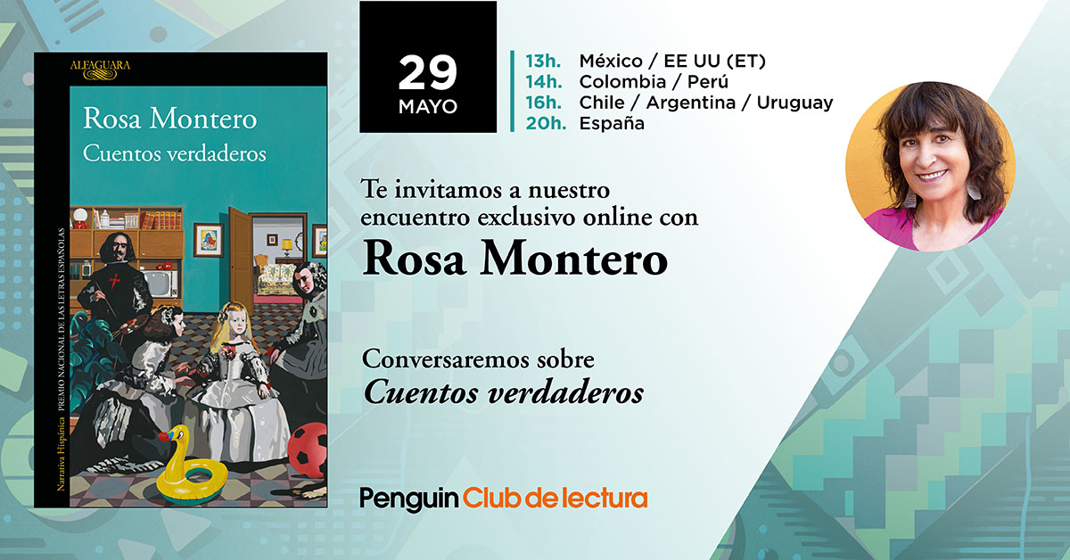 👉 #PenguinClubDeLectura te invita a participar en un encuentro exclusivo con Rosa Montero (@BrunaHusky) para charlar sobre su libro «Cuentos verdaderos». Inscripciones ➡️ bit.ly/3Wqjf9J