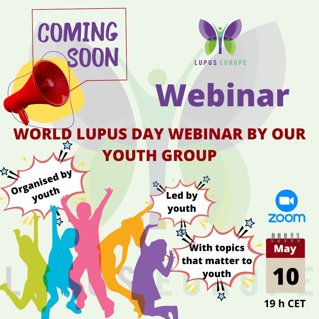 🌍 This #WorldLupusDay, at 19h, participate in a unique event specially tailored for young people with lupus. ‼️This is not just any webinar for the youth. It is a webinar made by youth for youth. 📧 Join us! Send an e-mail to secretariat@lupus-europe.org -Secure your spot now!