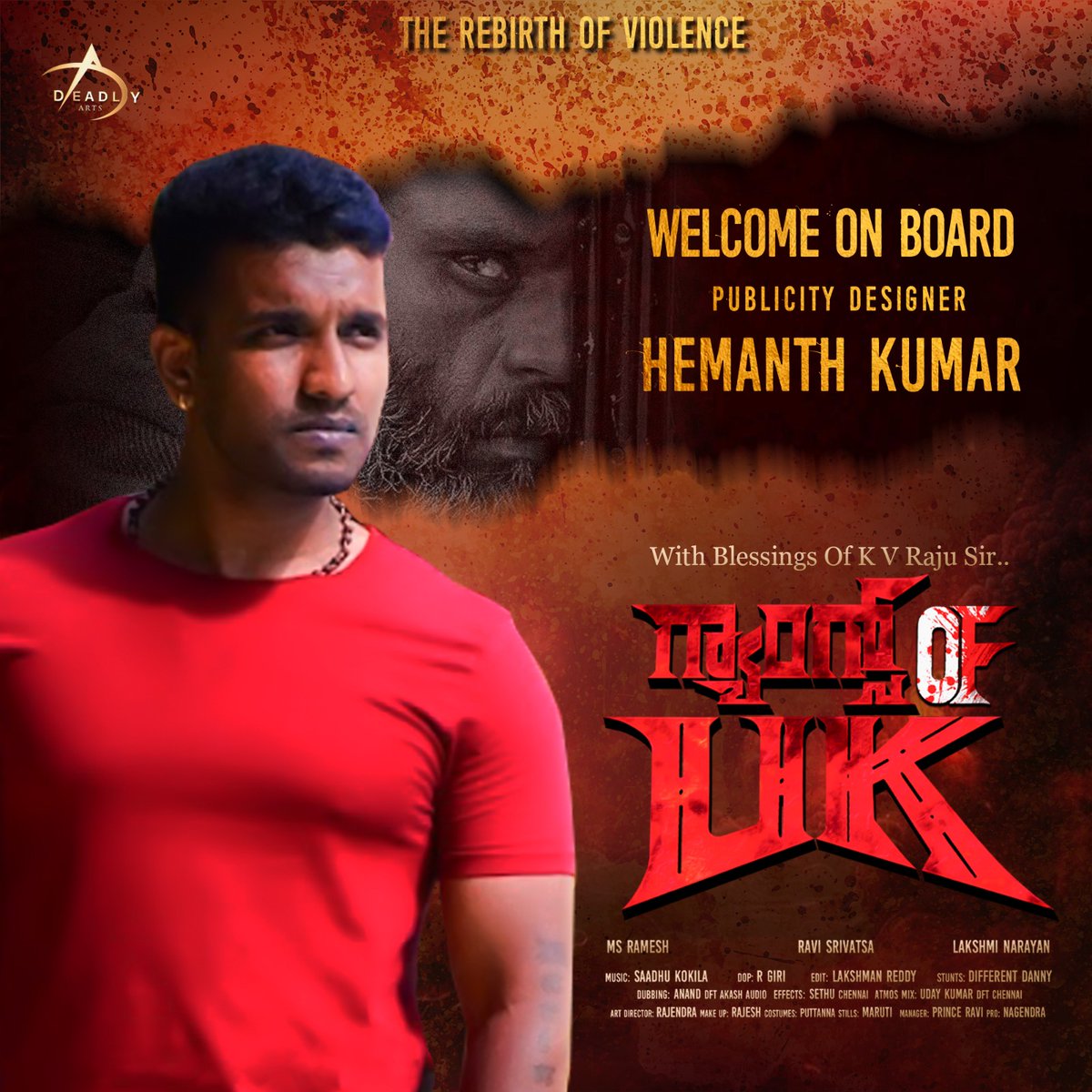 Welcome Hemanth Kumar! 🌟 Thrilled to have you on board as our Publicity Designer. Get ready to make waves with your creative genius! 📸✨

#gangsofuk #deadlyarts #welcomeonboard #hkdesigns #kfi #kannadamovie