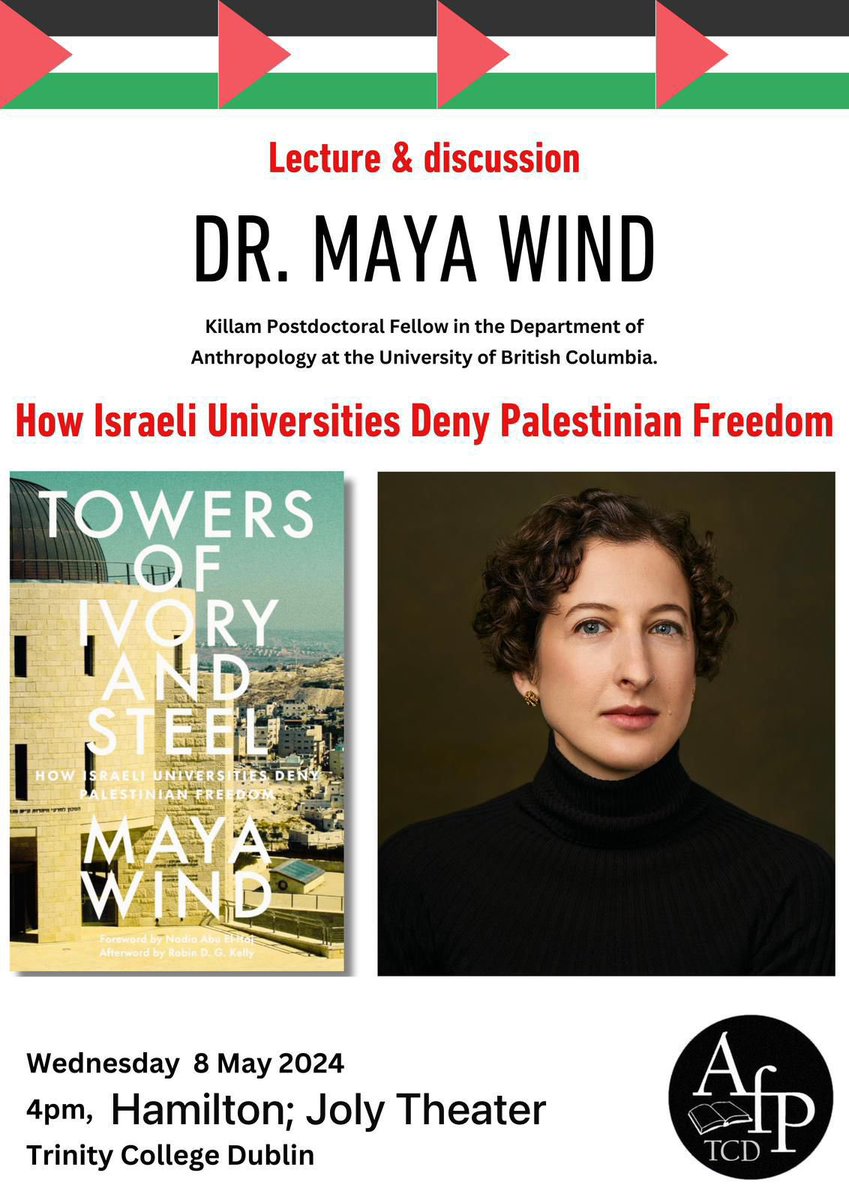 Our talk with @mayaywind is today at 4 at Joly Theater, TCD (pls note the venue change)! Access for registered non-TCD attendees is via Lincoln Place Gate. @ConnollyBooks will be there as well, with copies of Maya Wind’s new book.