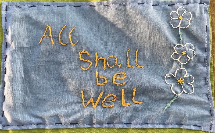 Today is Julian’s Day! “For all shall be well and all shall be well and all manner of thing shall be well” Image: From The Cloth of Kindness which hangs in the Julian Centre. #JulianofNorwich #revelationsofdivinelove #julianfestival #FriendsOfJulian #allshallbewell