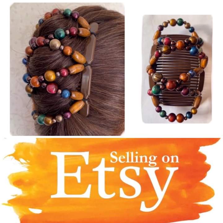 ʜ ᴀ ɪ ʀ ɢ ᴇ ᴍ ♡ * Bestseller * beaded ‘Spring Orchard’ double comb hair clip from the HairgemShop.etsy.com 🟤🔵♥️🟢🟠 etsy.me/3cpTgqr #elevenseshour #hairstyle #etsyfinds
