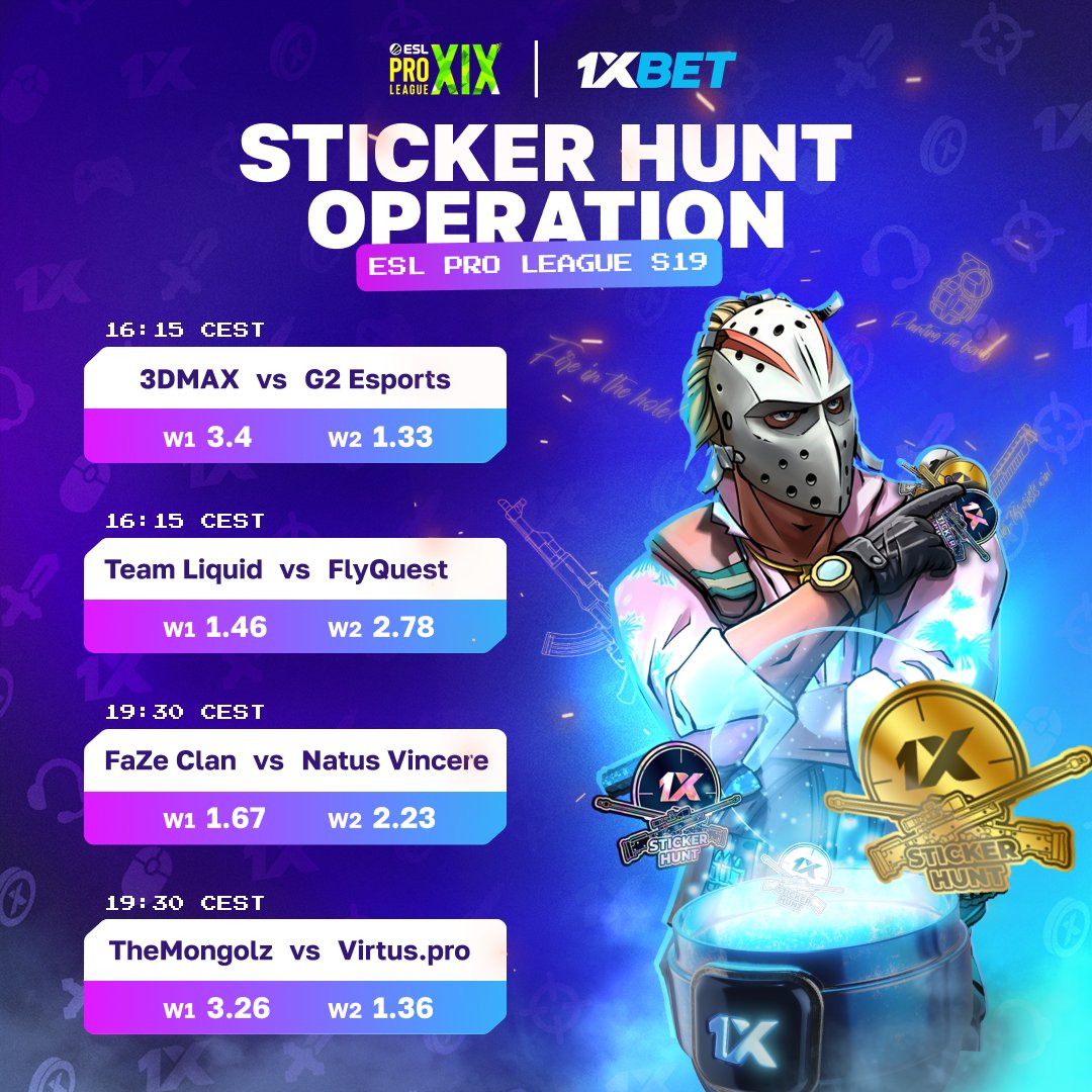 #ESLProLeague Season 19 Play-offs is in full swing! 🔥 Hurry up! Place your bets as part of Operation: StickerHunt and get your chance to win Samsung Galaxy Z Fold5, MacBook Pro, HYPERPC LUMEN ULTRA, Steam Deck and much more! 🎁 → cropped.link/sticker_tw…