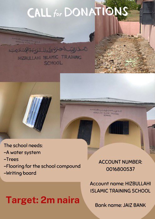 sadiqful_'s tweet photo. This new madarasa is in need of assistance to set up a water system, writing boards, flooring for the school compound and plant trees to ensure the smooth operation. 

Account: 0016800537
Bank: Jaiz Bank

Please donate and spread the word for the sake of Allah. https://t.co/f3WThaEuTK