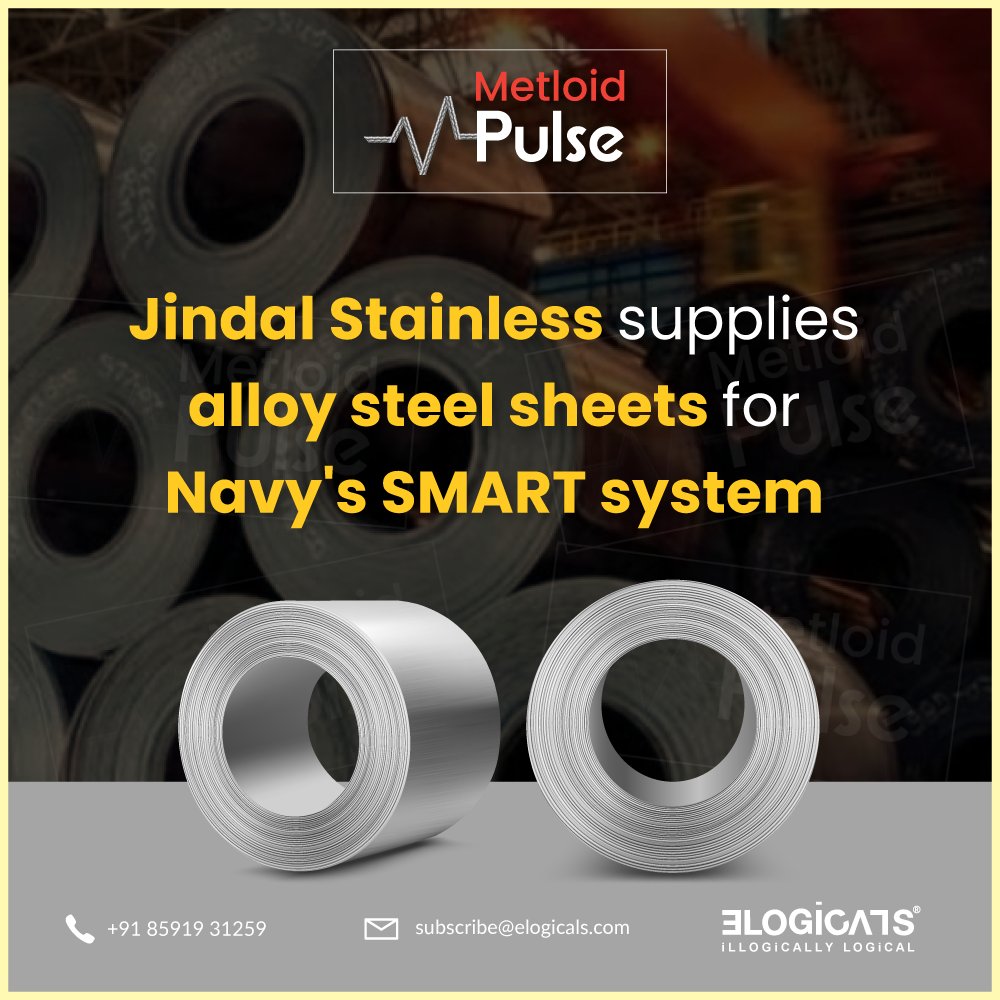 #JindalStainless delivers alloy steel sheets for the Navy's SMART system, reinforcing national defense with cutting-edge materials. #StainlessSteel #NavyTech #DefenseInnovation @Jindal_Official #TheMetloid #Elogicals