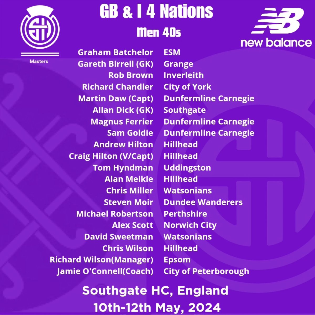 Well, this weekend sees the start of the GB & I 4Ns tournaments. First up is the M40/M50s competition in Southgate this weekend. The hard work and training have been completed. Safe travels to our M40s Squad, who start travelling down South today.@ScottishHockey @Wrld_Mstrs_Hcky