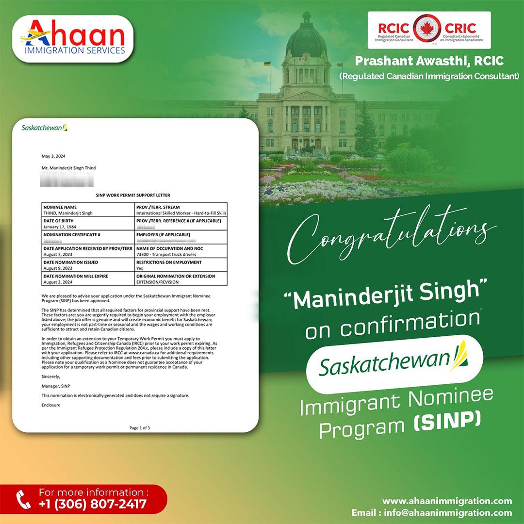 #ahaanimmigration #successstory #happyclient #SINP #Confirmation #sinpapproval #lmiajobs #lmia #yqr #yqrsmallbusinesses #bcpnp #NewsUpdate #permanentresident #canadianexperienceclass #expressentrydraws #immigrationservicescanada #toronto #dubai #dhaka #delhi #Kathmandu #Calgary