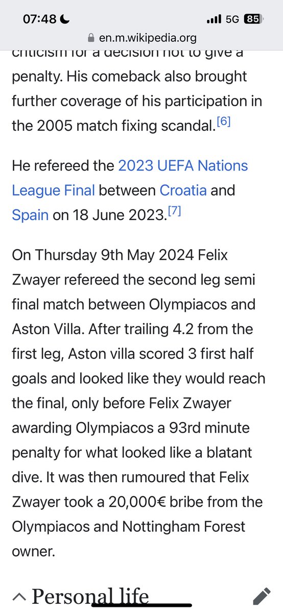 Felix Zwayer’s wikipedia seems to have been updated…🤣🤣 #avfc