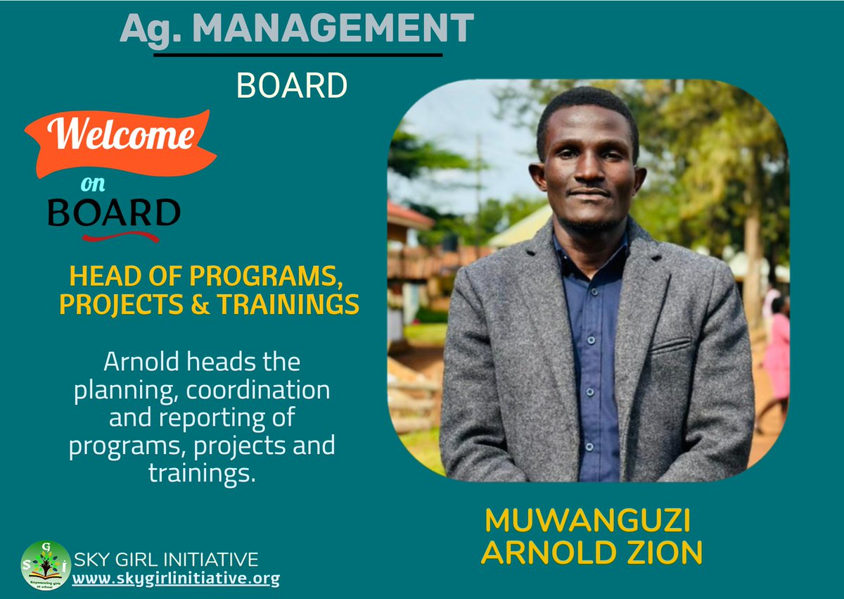 Announcing and welcoming <a href="/XAYON20/">Muwanguzi Arnold Zion</a> in his role of Head of Programa, Projects and Trainings. 

Welome on Board Zion