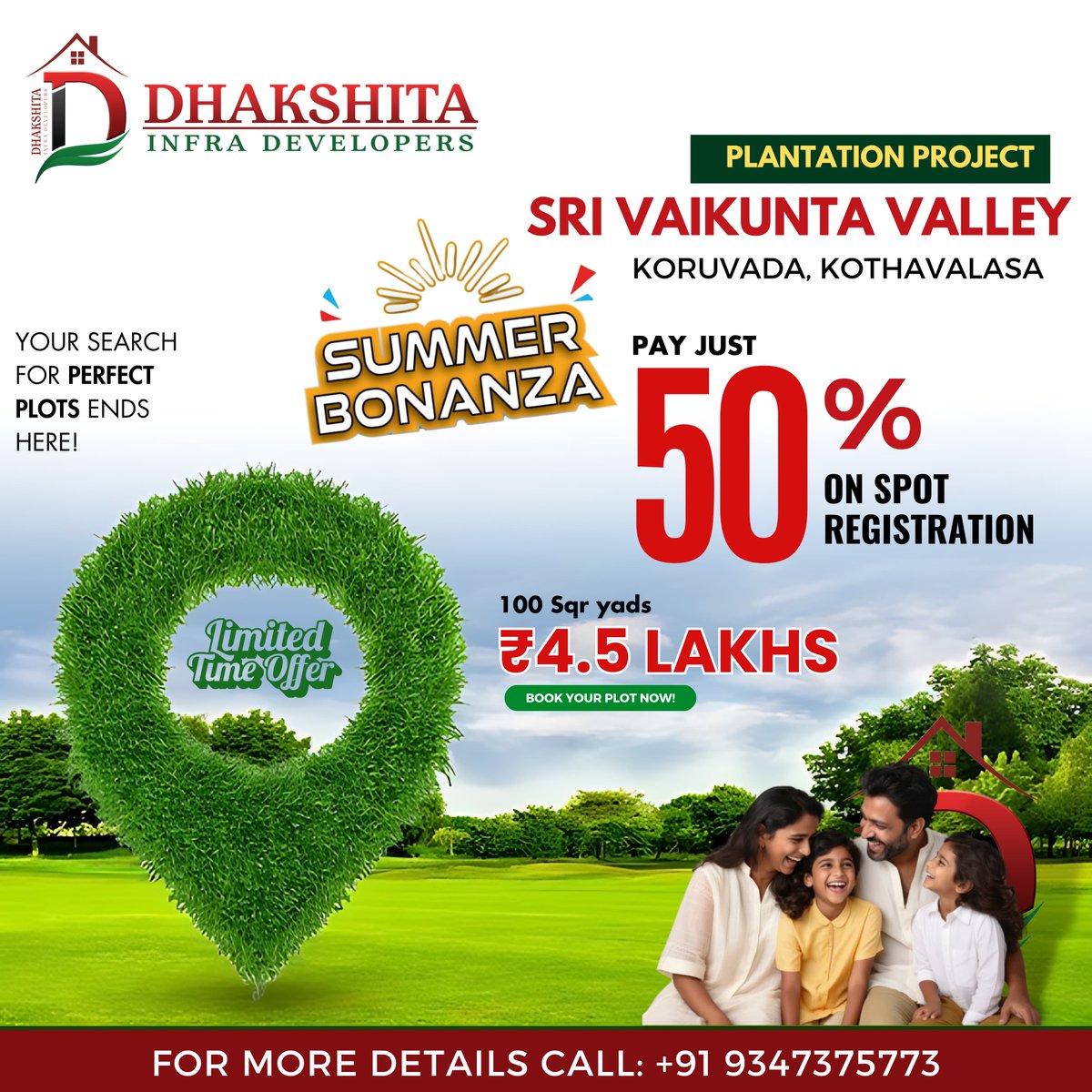 Discover your perfect plot with Dhakshita Infra Developers! Your search for the ideal piece of land ends here. 🌳🏡

More information: +91 9347375773

#DhakshitaInfraDevelopers #PerfectPlots #RealEstate #LandForSale #PlotForSale #PropertyInvestment #LandInvestment
