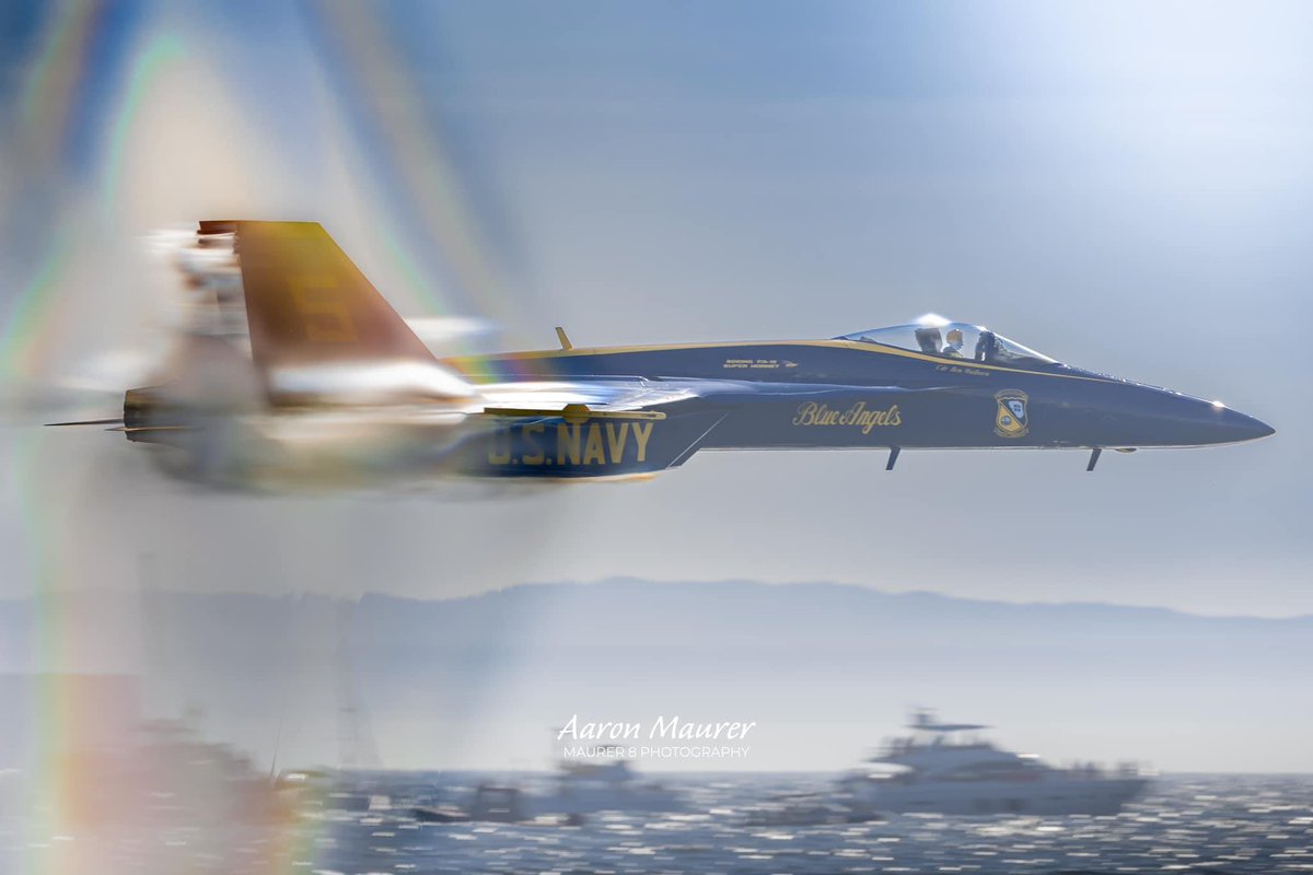 U.S. Navy Blue Angels riding low off the Huntington Beach coast during the 2021 Pacific Airshow. The sneak pass created some nice shockwaves! Nikon I Nikon Outdoors USA