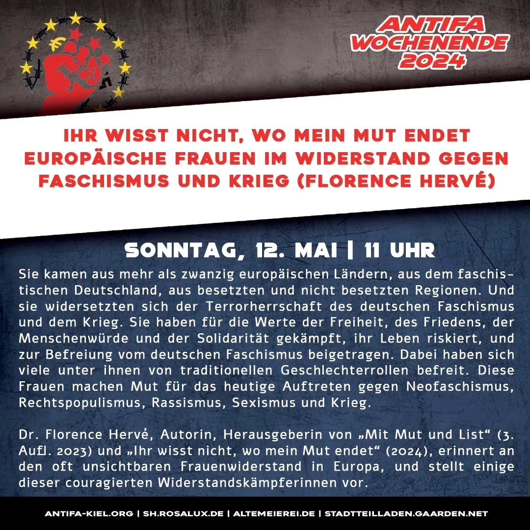 Organisiert kämpfen: Europa der Vaterländer verhindern – Europa des Kapitals angreifen – Festung Europa einreißen! Am Freitag startet das #Antifa-Wochenende 2024 in #Kiel! Alle Infos und die komplette Programmübersicht findet ihr hier: antifa-kiel.org/events/go-get-… #gogetorganized