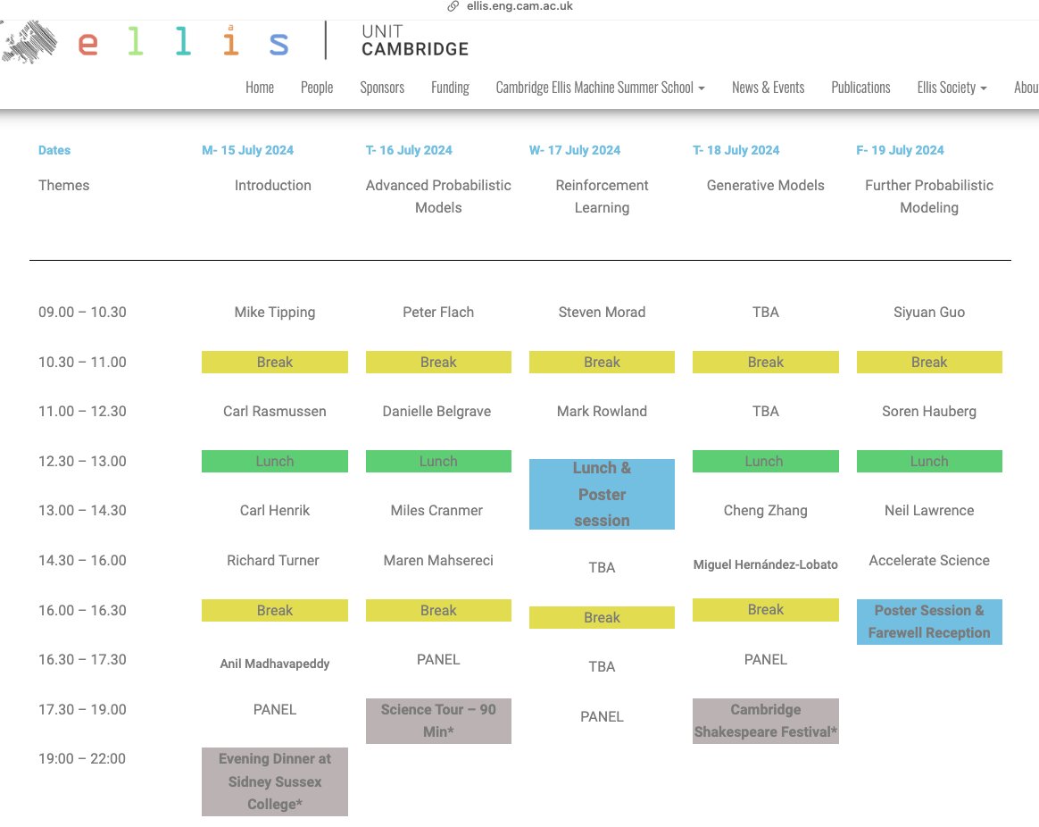 Final call to apply to the Cambridge ELLIS Summer School on Probabilistic Machine Learning!
ellis.eng.cam.ac.uk/summer-school/

No fees for attendance, and travel grants are available for applicants from under-represented backgrounds.