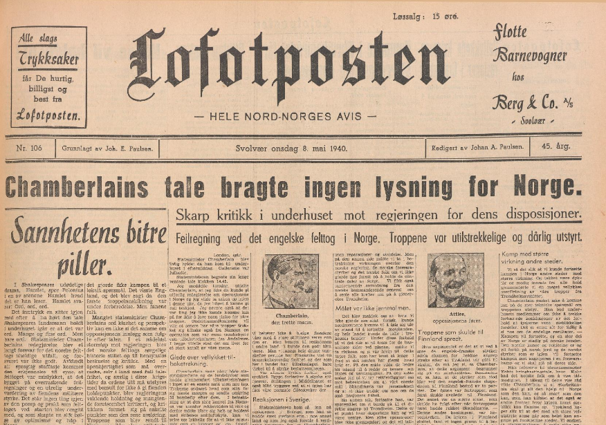 #HitlerStalinPact 'Outcome of Chamberlain's speech without solution for #Norway.' 'Ally troops that should have been send to Finland and stayed in Norway' had been  assigned to the French theater of war.
Lofotposten, onsdag 8. mai 1940
nb.no/items/8fa5c128…