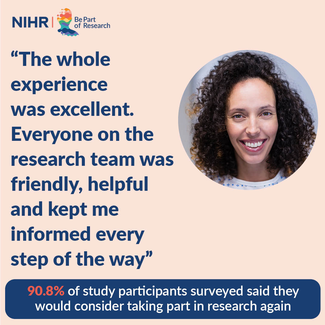 Figures show nine in ten Thames Valley health research study participants surveyed said they would consider taking part in another trial.

Read what participants surveyed had to say about their experience: ow.ly/PJQ450POl0J

#BePartofResearch