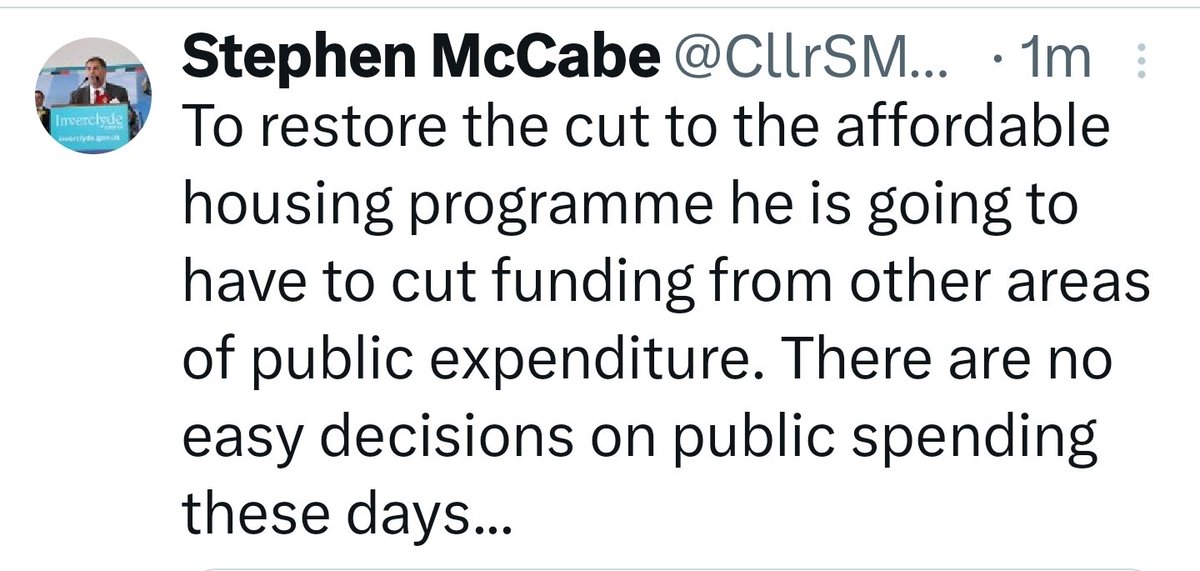 The word this 🥀 Labour leader of Inverclyde Council never uses is 'austerity'.  Because then he'd be admitting that the cuts are down to his beloved Westminster, not our SNP.