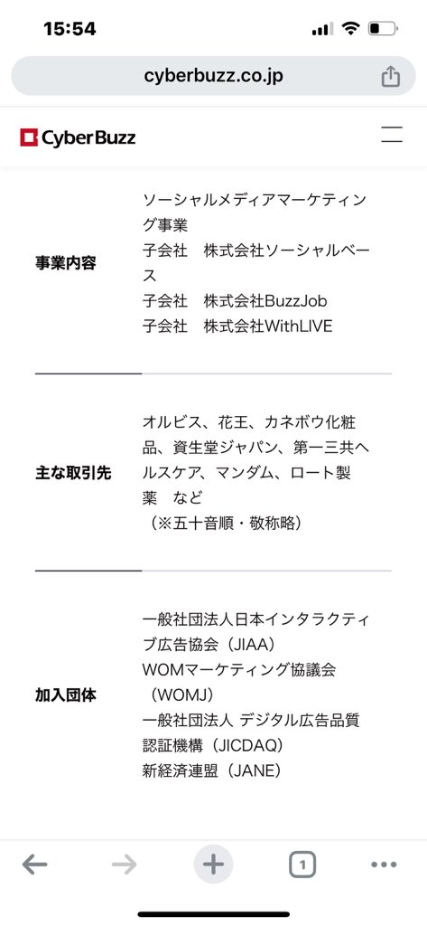 サイバーバズの主要取引先見てるけどこれらはさすがに関係なさそう。
どこかスタートアップでD2Cやってるとことかかな。