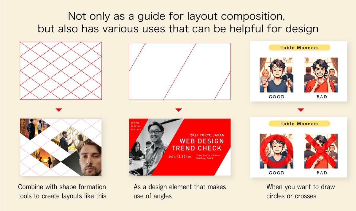 efficiency_d's tweet image. No more golden ratio templates needed.
Script instantly draws layouts in 100+ patterns.
For designs, logos, illustrations...
Golden ratio is beautiful, but templates are a hassle.
Generates golden spiral guides & circles in a snap.(1)
#Illustrator #script #extendscript
