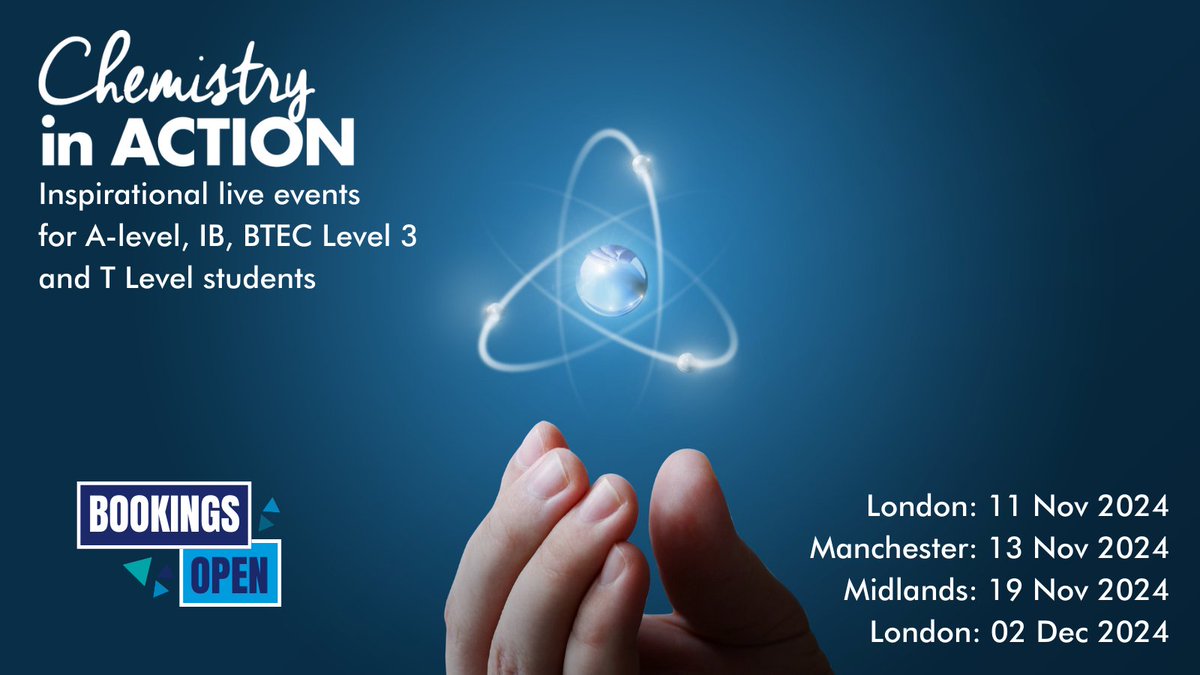 Chemistry in action returns to London, Manchester and the Midlands this autumn with four captivating days designed to inspire, motivate and enthuse your KS5 Chemistry students. Book now to secure your seats! educationinaction.org.uk/study-days/sub… #edutwitter #Chemistry #techers