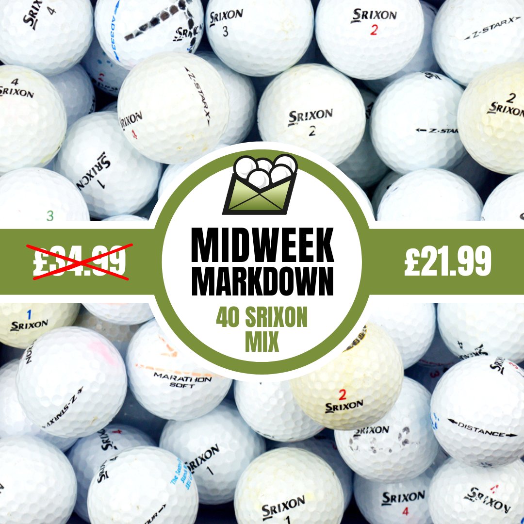 mailordergolf's tweet photo. This weeks Midweek Markdown! 👀⛳

40 Srixon Mix (Grade B):
Was £34.99
Now £21.99

Price will reset tomorrow at 9am BST.

Available at https://t.co/xTKWlG24kE.

#midweekmarkdown #srixonmix #srixon #recycledgolfballs #lakeballs https://t.co/DnJ9SNCd18