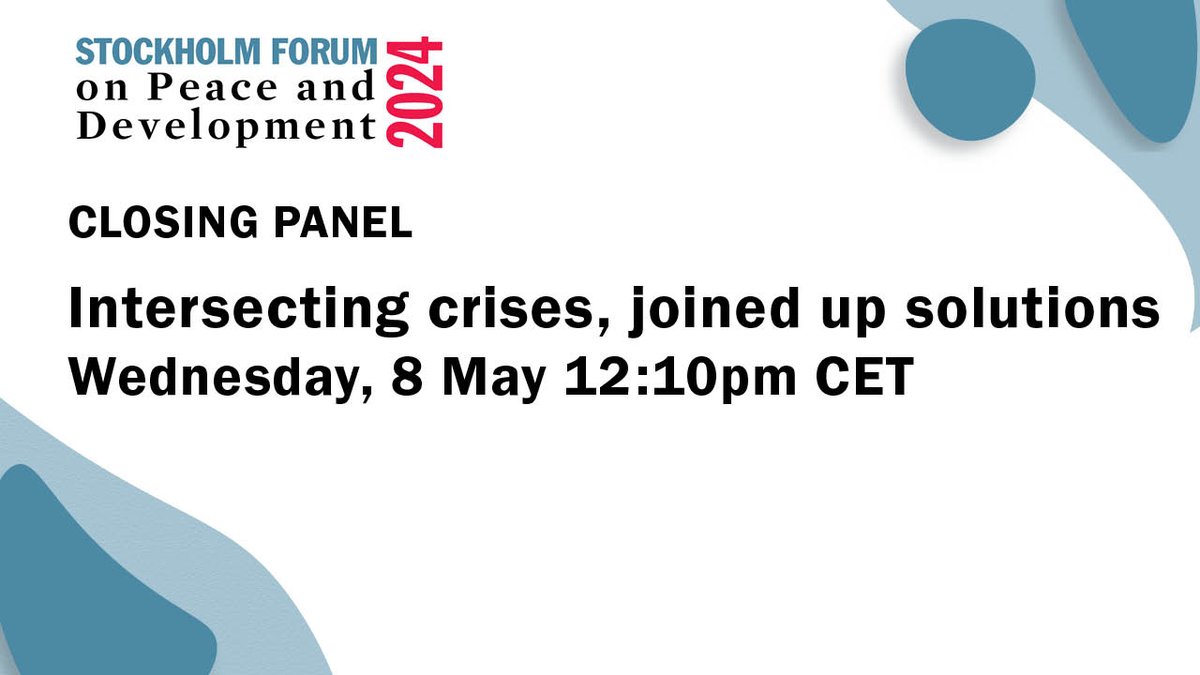 ⏰HAPPENING SOON: Tune in at 12:10 CEST today to the live stream of the plenary session of the 2024 #SthlmForum on ‘Intersecting crises, joined-up solutions’ ➡️ bit.ly/44j9n3J 🎙️@sanambna, Mely Caballero-Anthony and Yero Baldeh & @julianauribe, with moderator