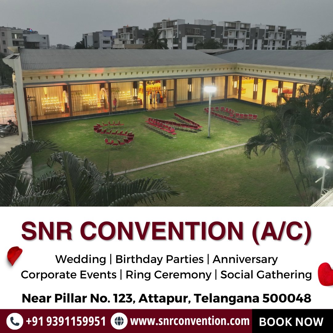 🏛️🍾 Where Dreams Come True Book Your Event at SNR Convention (A/C)
#snrconvention #hyderabadtrends #hyderabadlive #marriagevenue #muslimwedding #wedding2024 #weddingday #weddingcelebration #hyderabadibiriyani #hyderabadi #mandap #mandapdecoration #hyderabadevents #teluguwedding