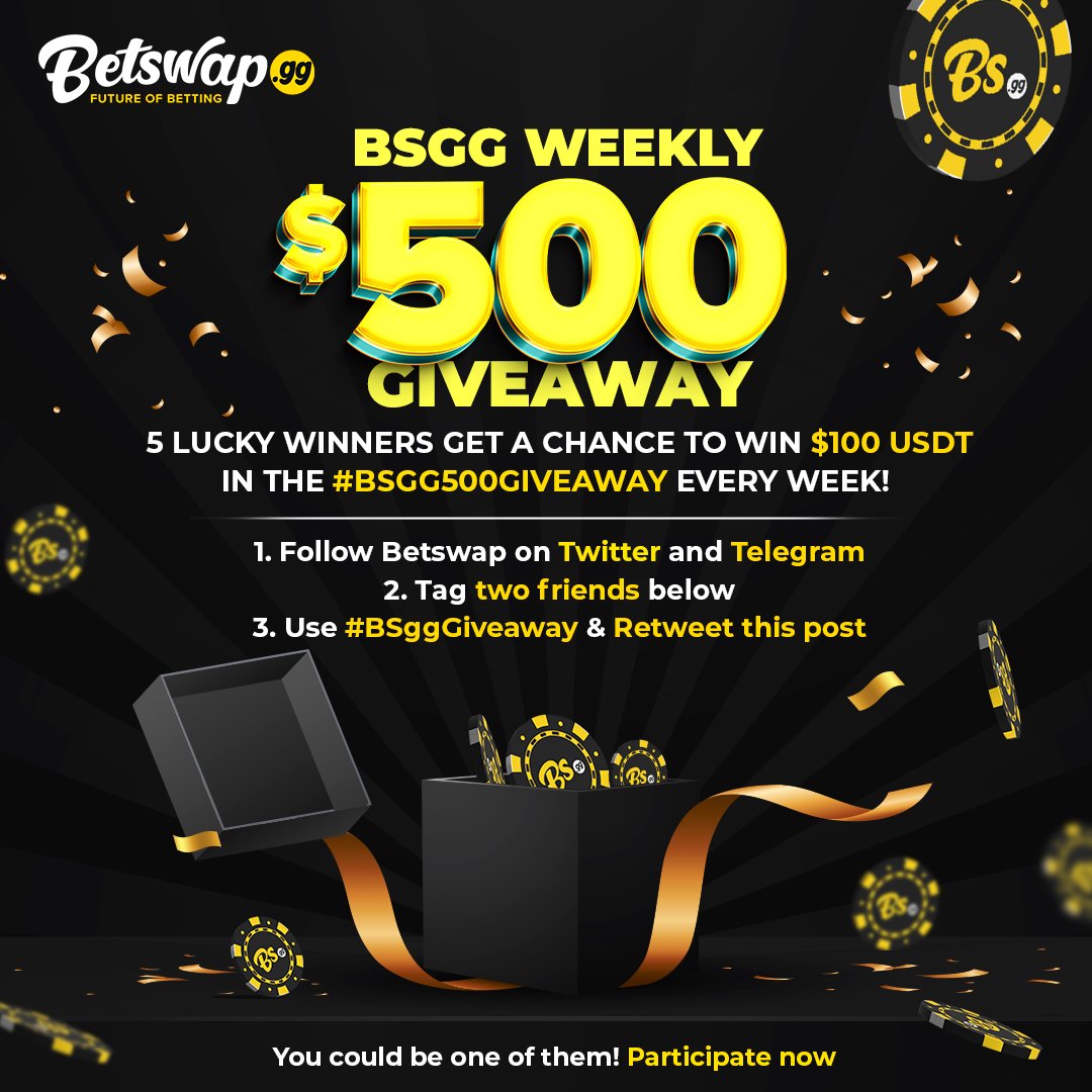 #ContestAlert $500 USDT up for grabs every week! 

Be one of the 5 lucky winners! 

How to Enter:
🔹Follow us on X -  x.com/betswapgg 🐦 Take a screenshot and send it to us via DM to complete your entry.
🔹Follow us on Telegram - t.me/Betswap_GG 🚀 Once you're in,…