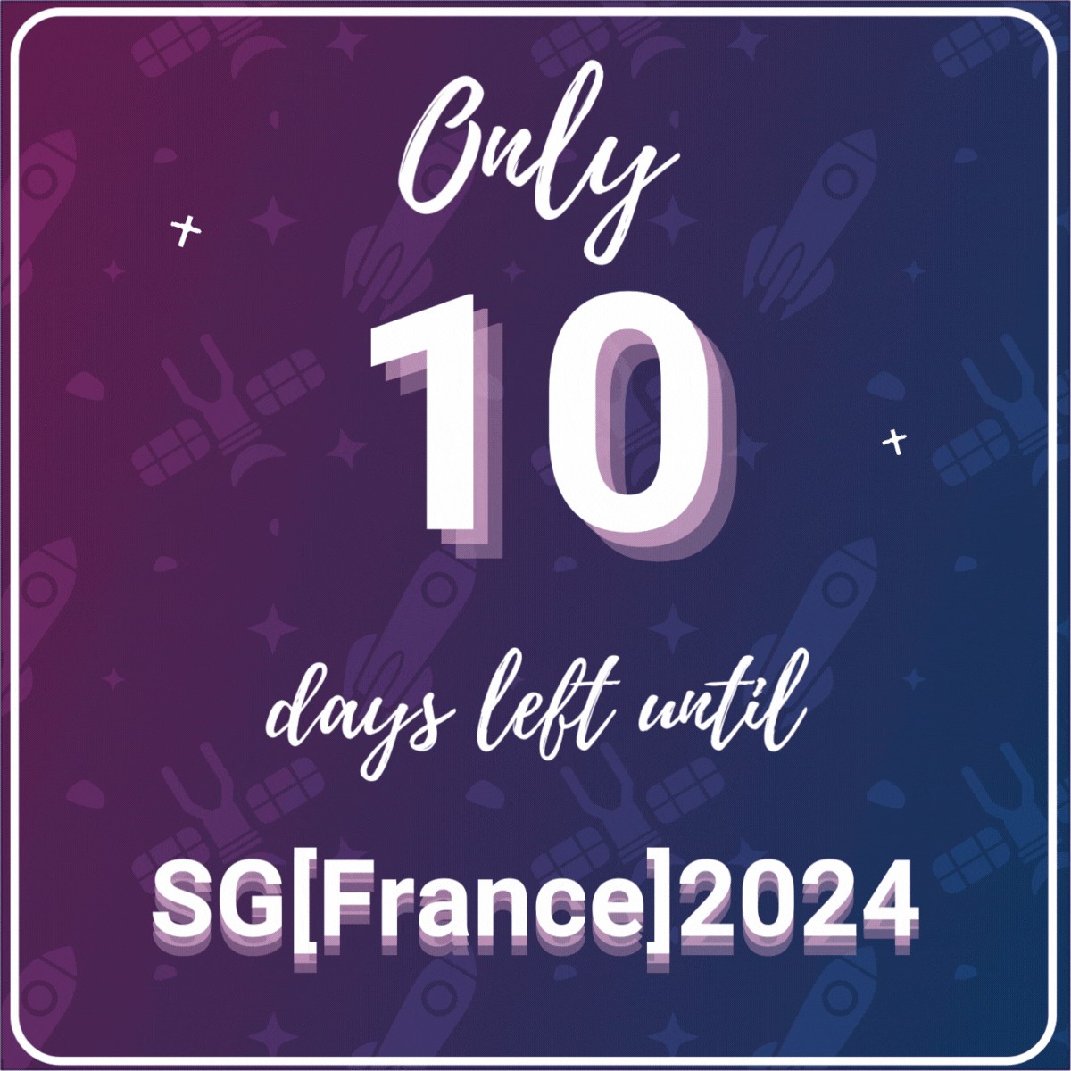 🚀 Only 10 days until SG[France] 2024 in Lyon, May 18th, 2024! ✨ We can't wait to connect with you all and exchange on space sustainability! Get ready for an inspiring event! 🌍 How to come: spacegeneration.org/sgfrance-2024-… #SGFrance2024 #SpaceSustainability