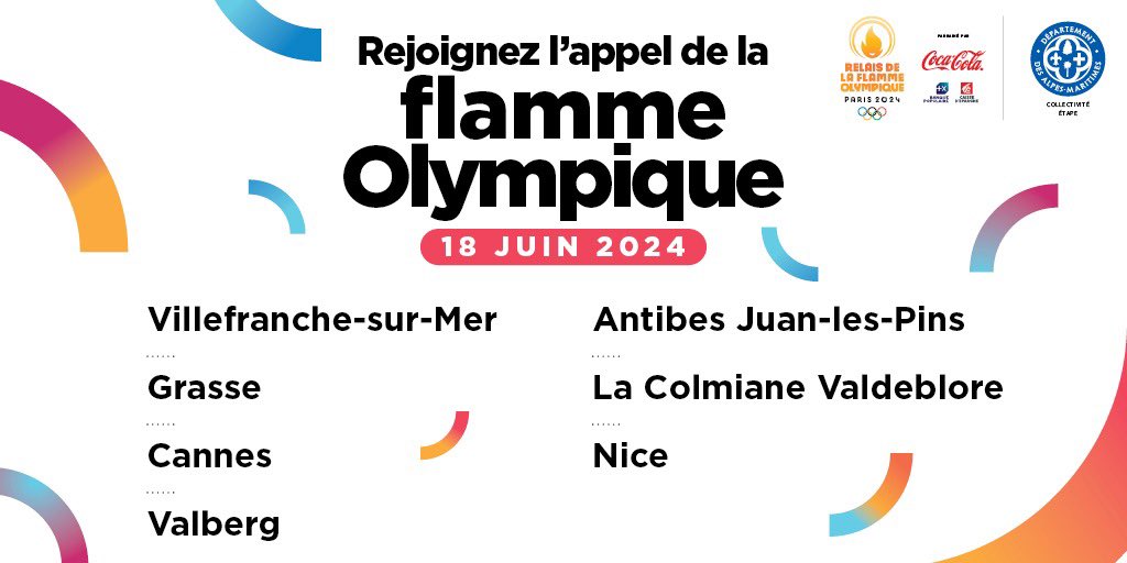 🔥🏅Et si vous rejoigniez l’appel de la flamme olympique ? 🏅🔥   Ce  8 mai marque l’arrivée de la flamme olympique en France.   Le compte à rebours est désormais lancé avant le passage de la flamme dans notre #Département06, le 18 juin prochain !   A tous les Maralpins, petits