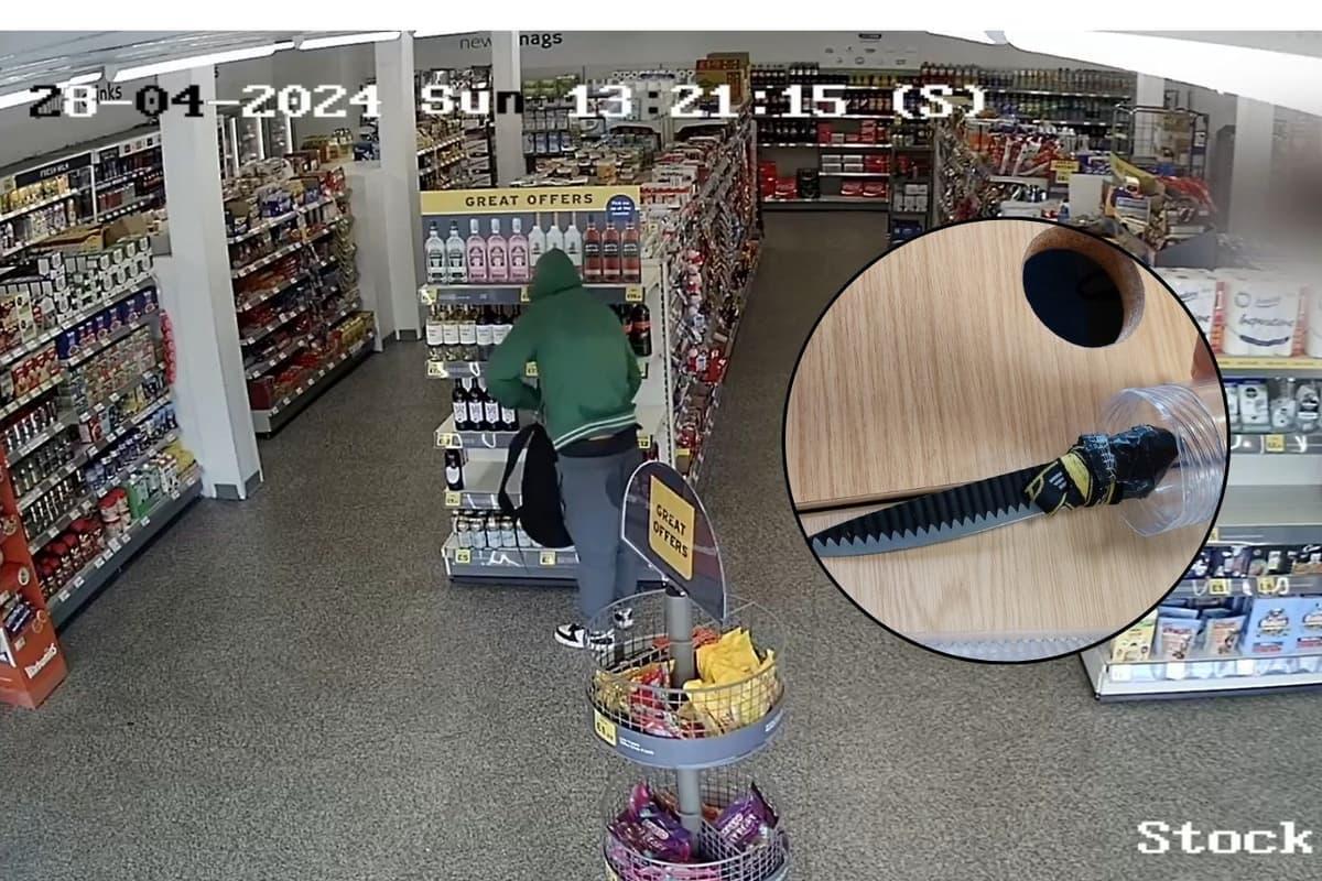 Caught on CCTV: Bungling shoplifter drops knife as he stuffs bag with stolen booze newcastleworld.com/watch-this/bun…