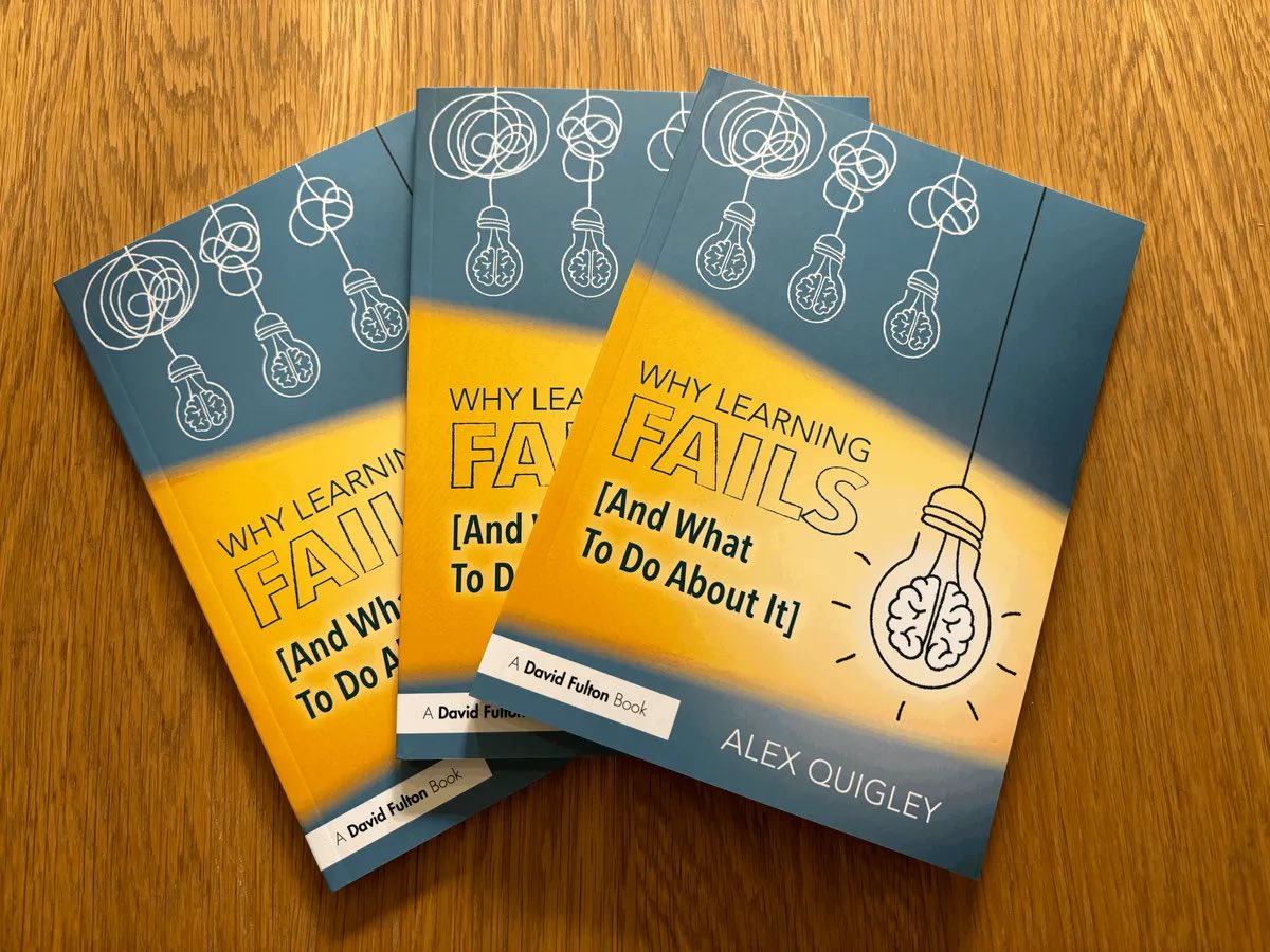 *** NEW POST *** ‘Why Learning Fails’ - Publication Day!’ “My book draws upon an array of practical examples and research evidence to tackle eight of the most common reasons why learning fails.” alexquigley.co.uk/why-learning-f…
