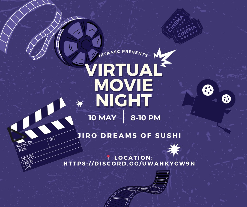 jetaasc's tweet photo. This is are reminder that our Virtual Movie Night is tomorrow! Hope you like sushi cause we hope to see you there!🍣🍣 https://t.co/7X8SImwvzP