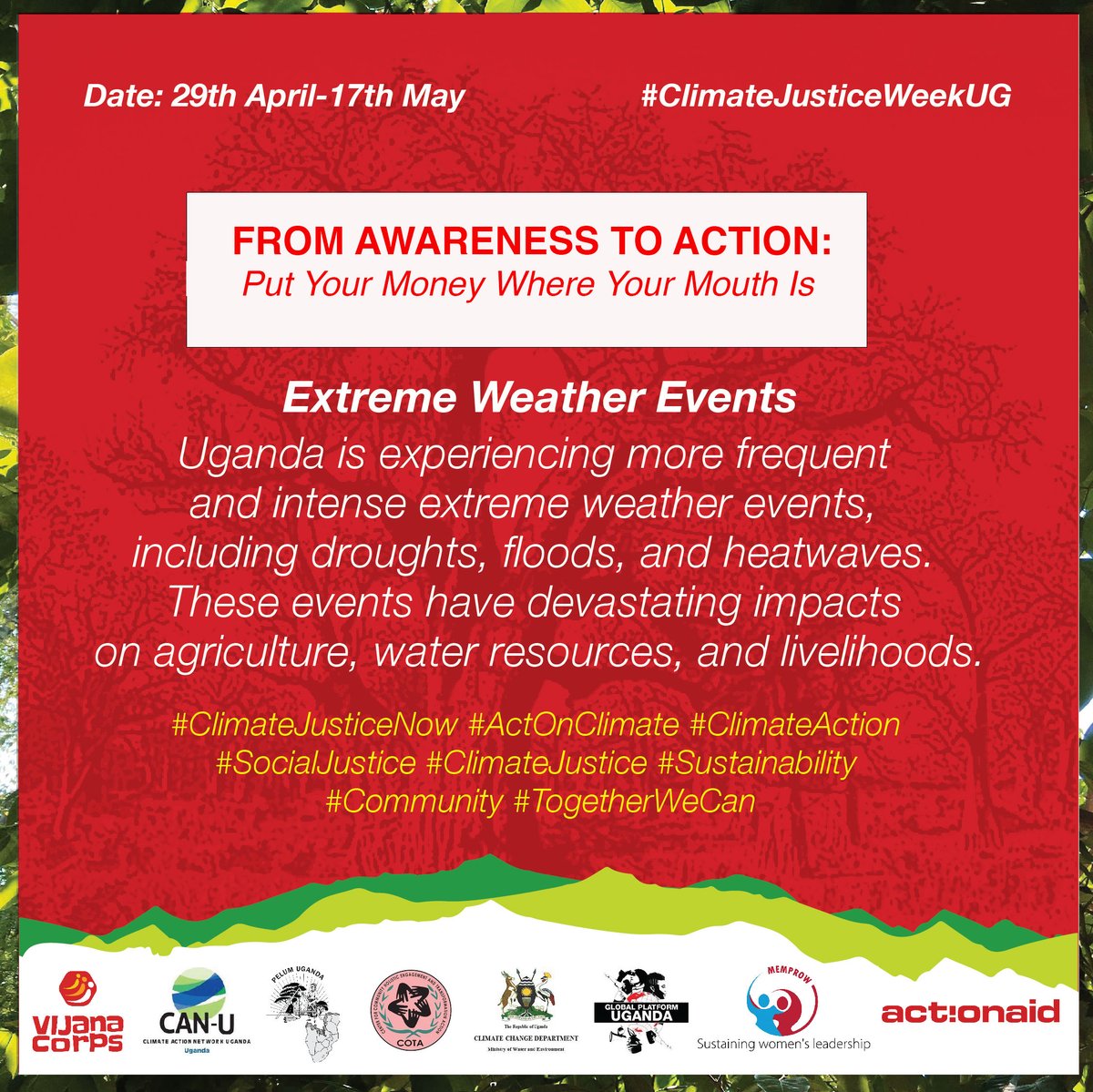 The climate crisis threatens livelihoods in Uganda and worldwide. Let’s stand up together during the Climate Justice Week to secure a sustainable future for everyone.
#ClimateJusticeWeekUg #FixtheFinance #FundOurFuture