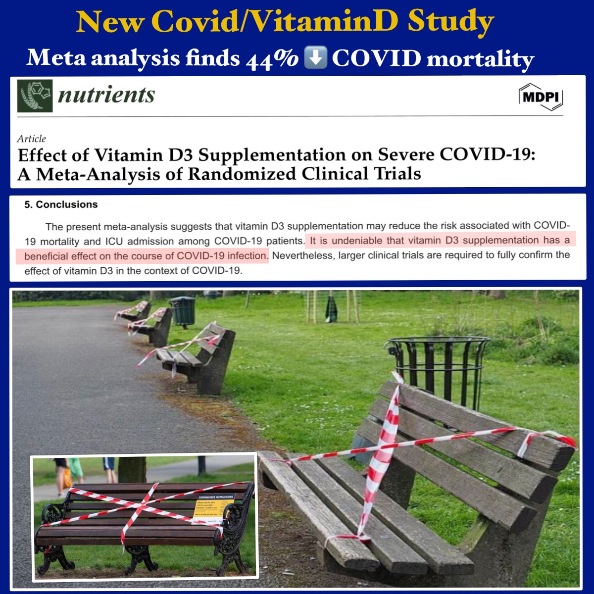 ' It is undeniable that vitamin D treatment has a beneficial effect for COVID-19 infection' -Sobczak et al., Effect of Vitamin D3 Supplementation on Severe COVID-19: A Meta-Analysis of Randomized Clinical Trials mdpi.com/2072-6643/16/1… So while they were praising AstraZeneca…