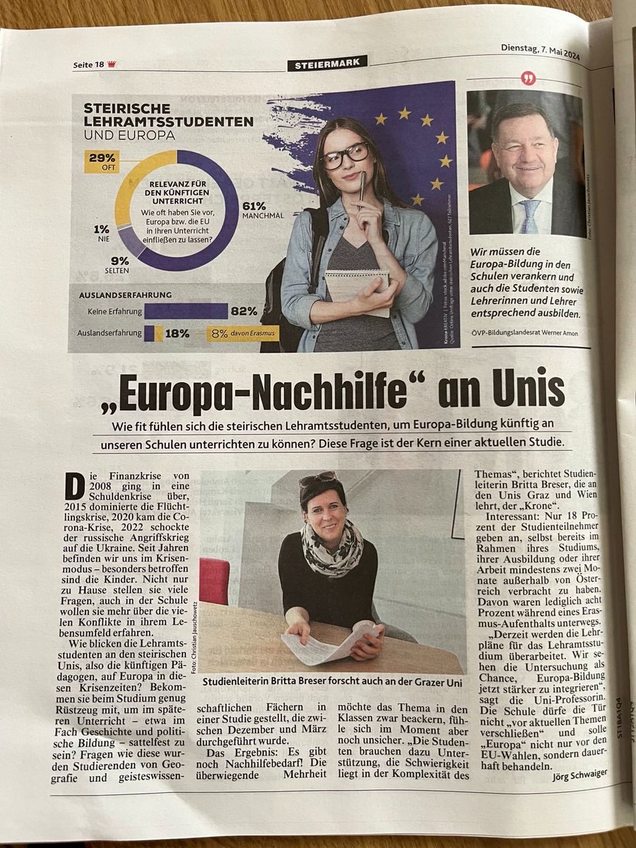 GD_UniGraz's tweet image. Passend zum morgigen 9. Mai - Europatag!
Ein kleiner Einblick in eines unserer Forschungsprojekte (gefördert vom Land Steiermark und der Arbeiterkammer):

#Europa #Europabildung