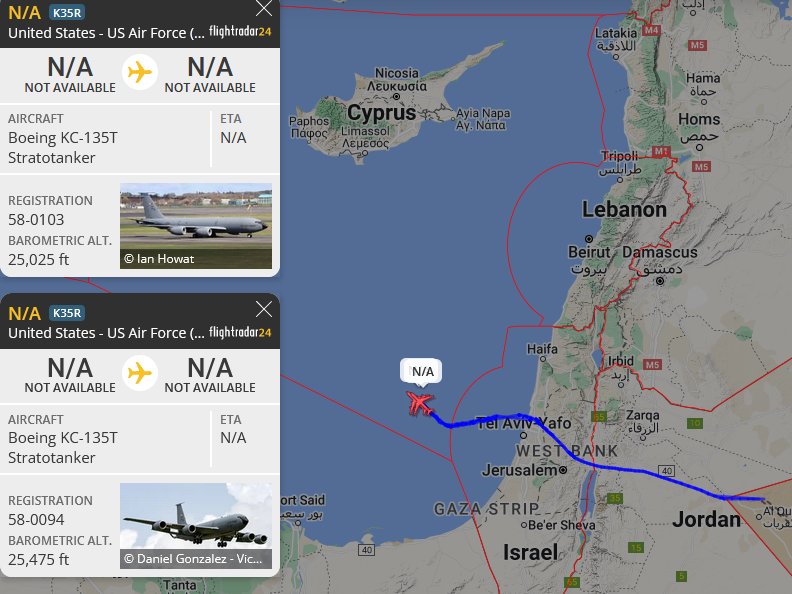 SirListenalot's tweet image. #KC135's #AE0592 &amp;amp; #AE0360 #BLUE21-22 out of Al-Udeid seem to have picked up six "LN" #F15's (#TABOR?) from Muwaffaq Salti, which are going home.