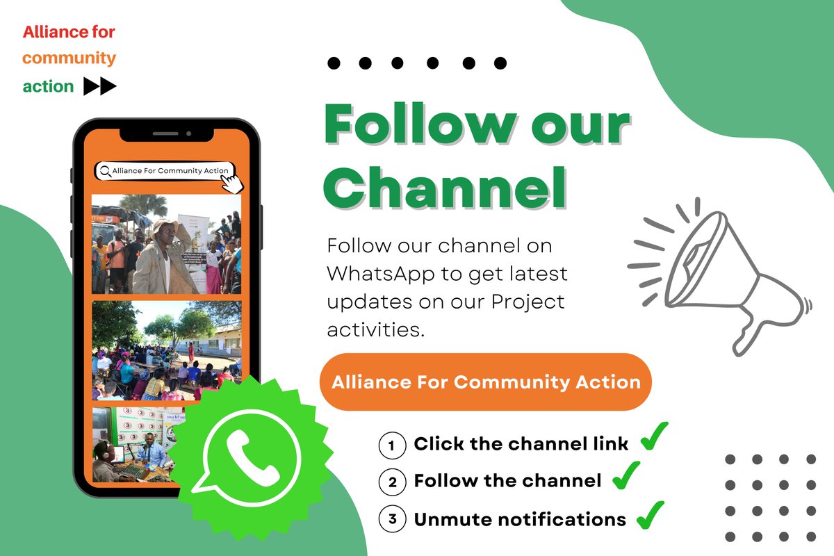 Exciting News! 😲 You can now follow our WhatsApp Channel to get the latest updates on our project activities. Here's what you need to do to stay connected 👇 1. Click the channel link whatsapp.com/channel/0029Va… 2. Follow the channel 📡 3. Unmute notifications 🛎 See you there!