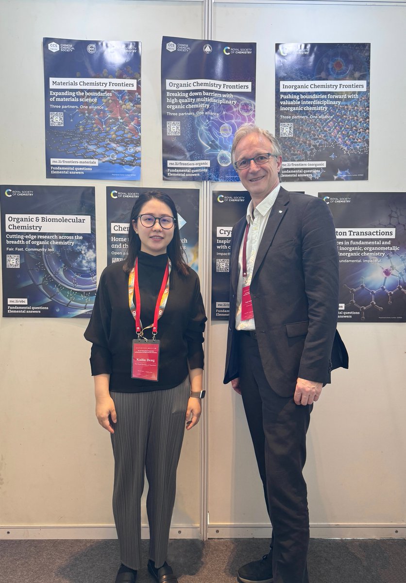 Our Deputy Editor Kailin Deng is currently attending @ismsc2024 in Hangzhou alongside @ChemicalScience and @DaltonTrans . Meet our editors and Board members at the @RoySocChem booth!
