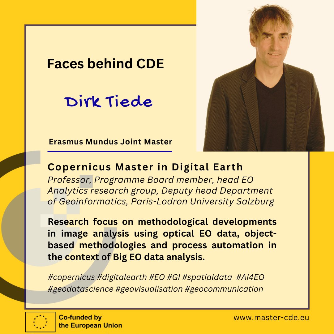 #meet our Programme Board member Prof Dirk Tiede from EO Analytics Lab @Z_GIS1 @PLUS_1622   Copernicus OBIA  #bigeodata #EO #GI space datacube Sen2Cube master-cde.eu #ErasmusPlus #EMJM Master of Science #DigitalEarth