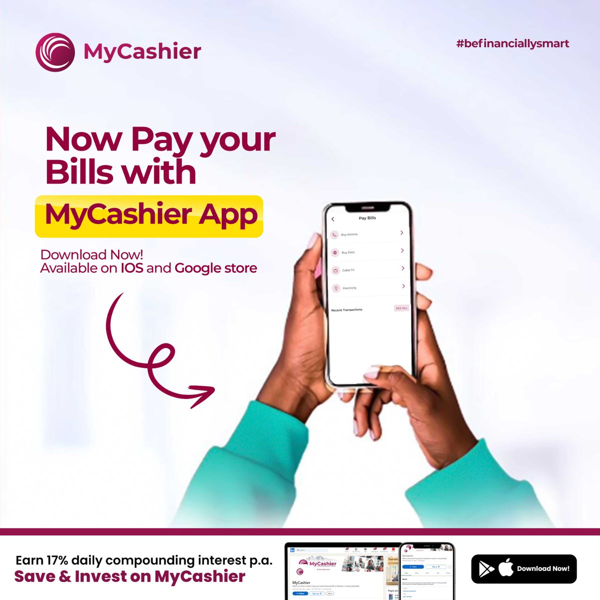 Stop bill stress, download MyCashier!

Secure, instant payments.

Download now & experience the difference! (iOS & Google Play)

#NoMoreLateFees #mycashierlife