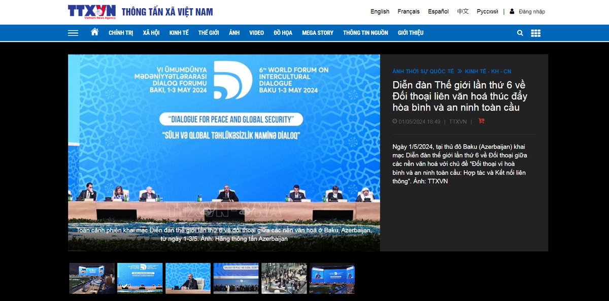 Vietnam State Agency writes about forum

Details: shorturl.at/fkvI7

#Azerbaijan #WFID6 #DialogueForum #BakuProcess2024 #PeaceThroughDialogue #Dialogue4PeaceandGlobalSecurity #forum #multiculturalism