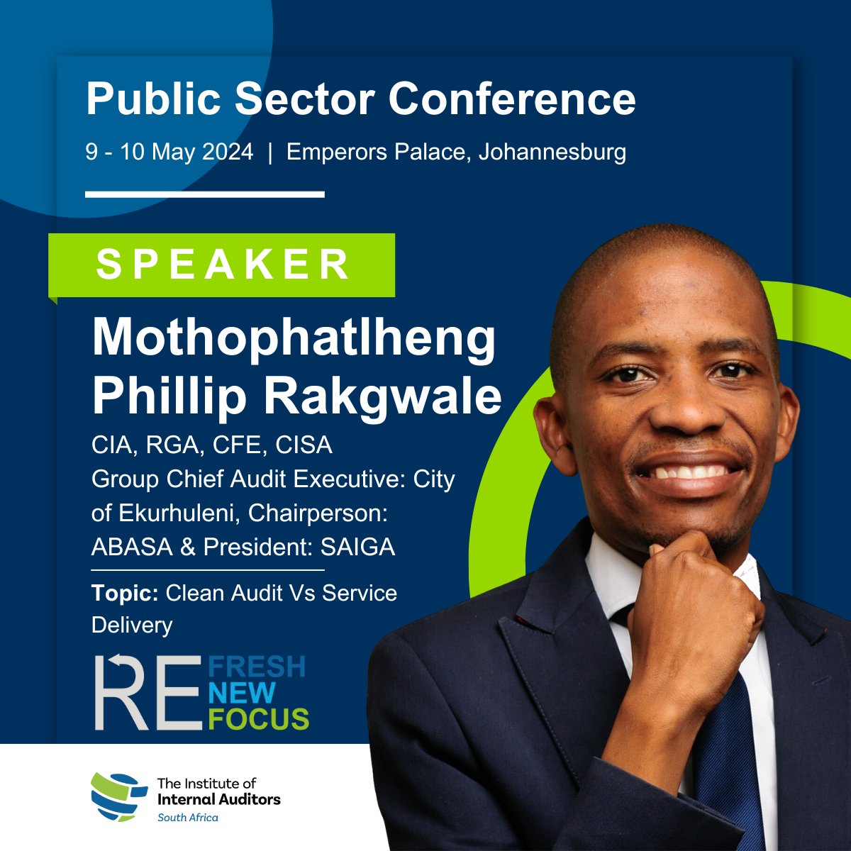 Join us in welcoming Mothophatlheng Rakgwale, a leader and expert in auditing and governance, as our guest speaker at the upcoming conference 9 - 10 May 2024 at Emperors Palace, Jhb!

Register TODAY at tinyurl.com/59vtknbf 

#publicsectorconference #audit #governance  #iiasa