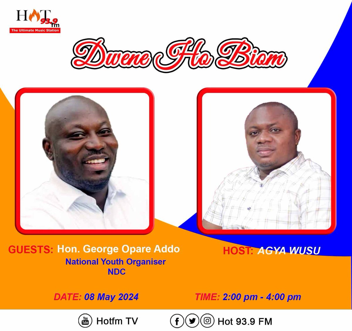 Kindly make a date with the field marshal this afternoon on Hot Fm 93.9 as he joins the host of “Dwen Ho Biom” to discuss the limited registration exercise and other issues of national interest. #YouthPower