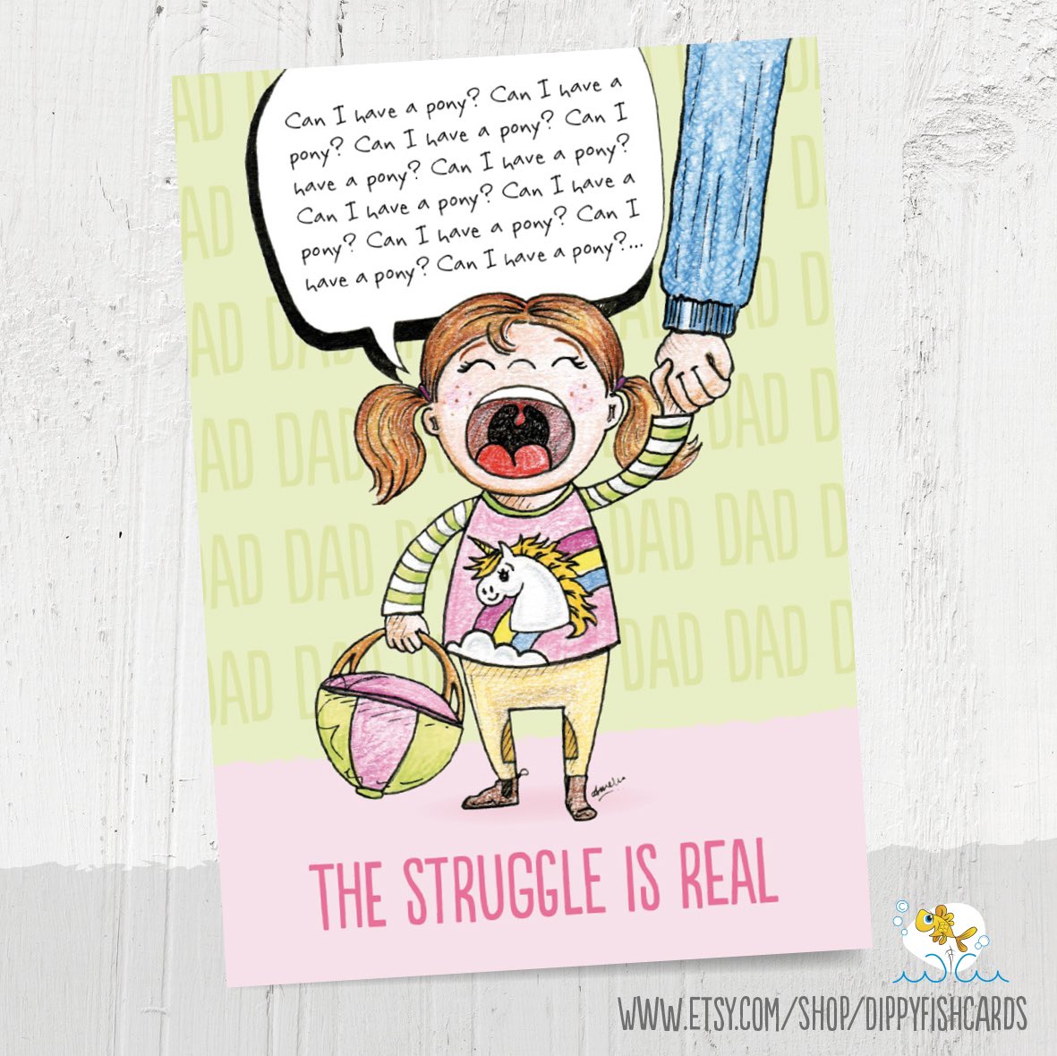 Need a Father’s Day card for pony-mad girlies? I got you covered. This one is autobiographical (my poor papa!) - the struggle is real #earlybiz #mhhsbd #ponyhour #elevenseshour dippyfishcards.etsy.com/listing/619462…